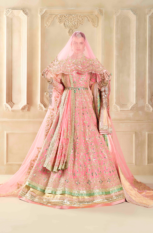 Blush Flamingo Embroidered Kalidar Kurta Lehenga Set