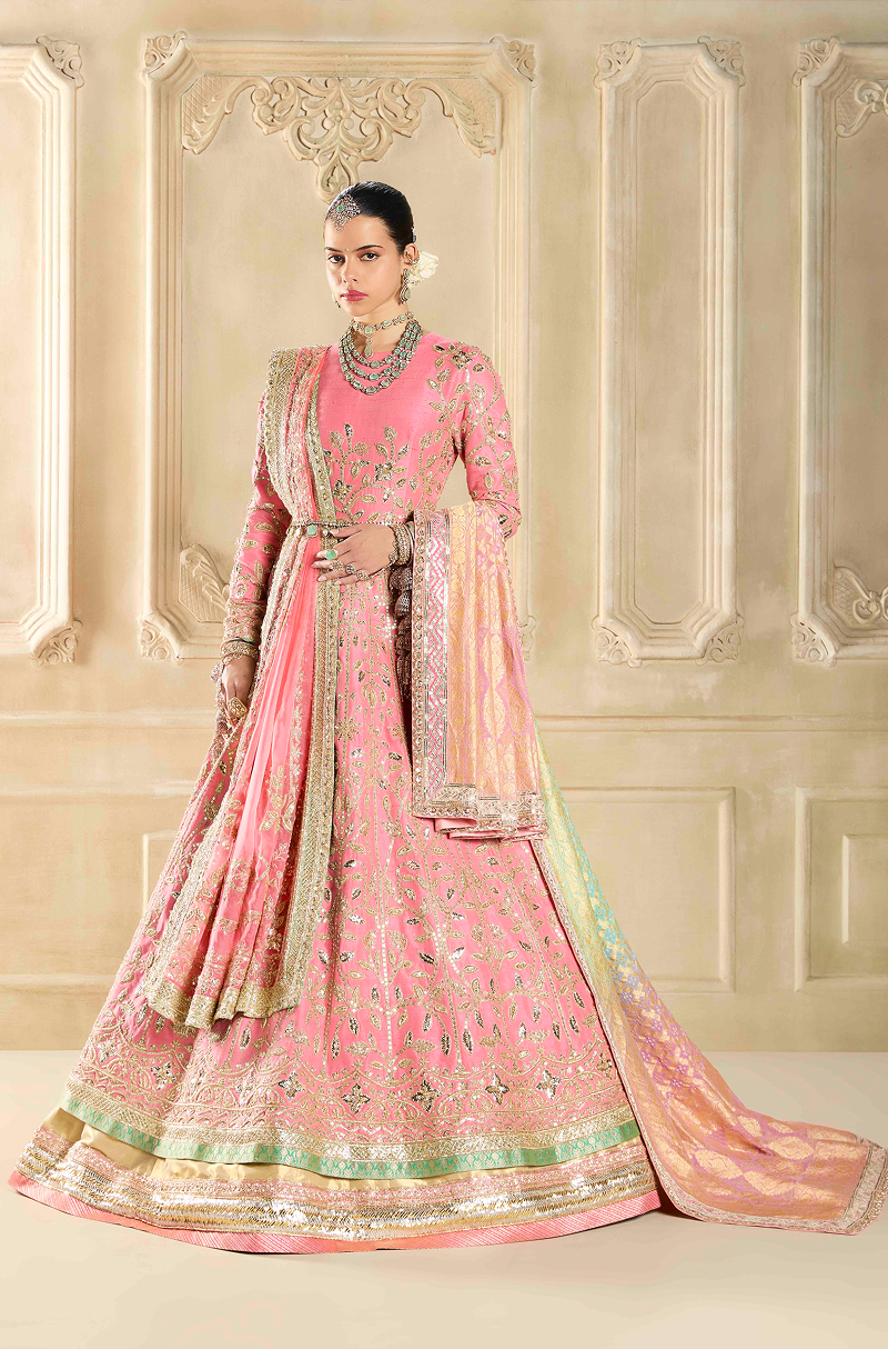 Blush Flamingo Embroidered Kalidar Kurta Lehenga Set