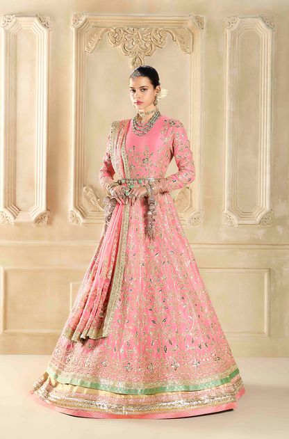Blush Flamingo Embroidered Kalidar Kurta Lehenga Set