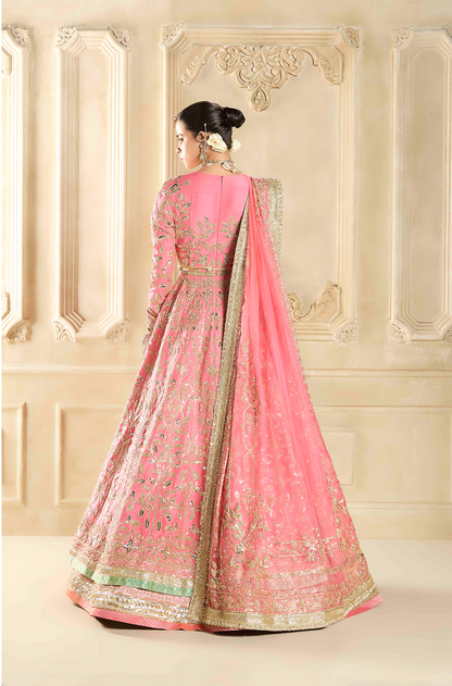 Blush Flamingo Embroidered Kalidar Kurta Lehenga Set