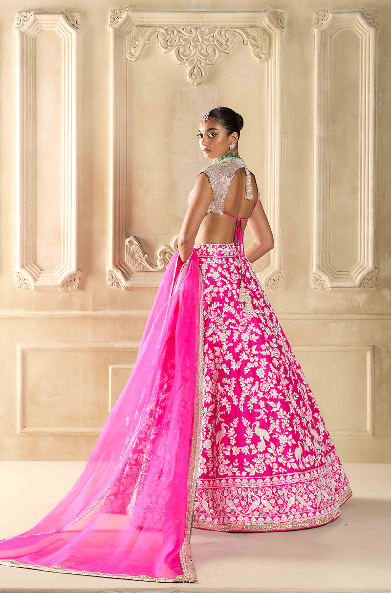 Hot Pink Embroidered Lehenga Set