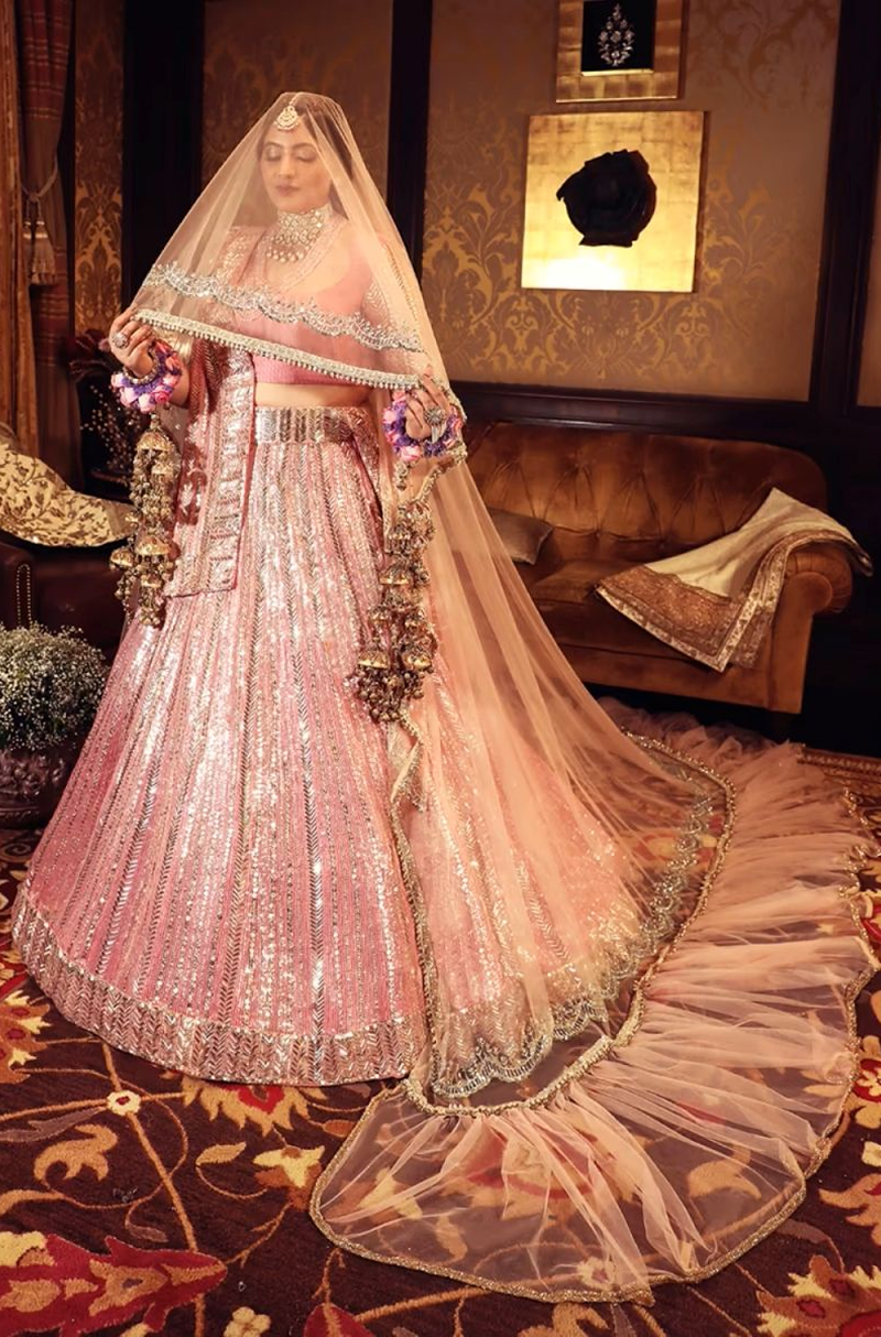 Baby Pink Taban Embroidered Lehenga Set