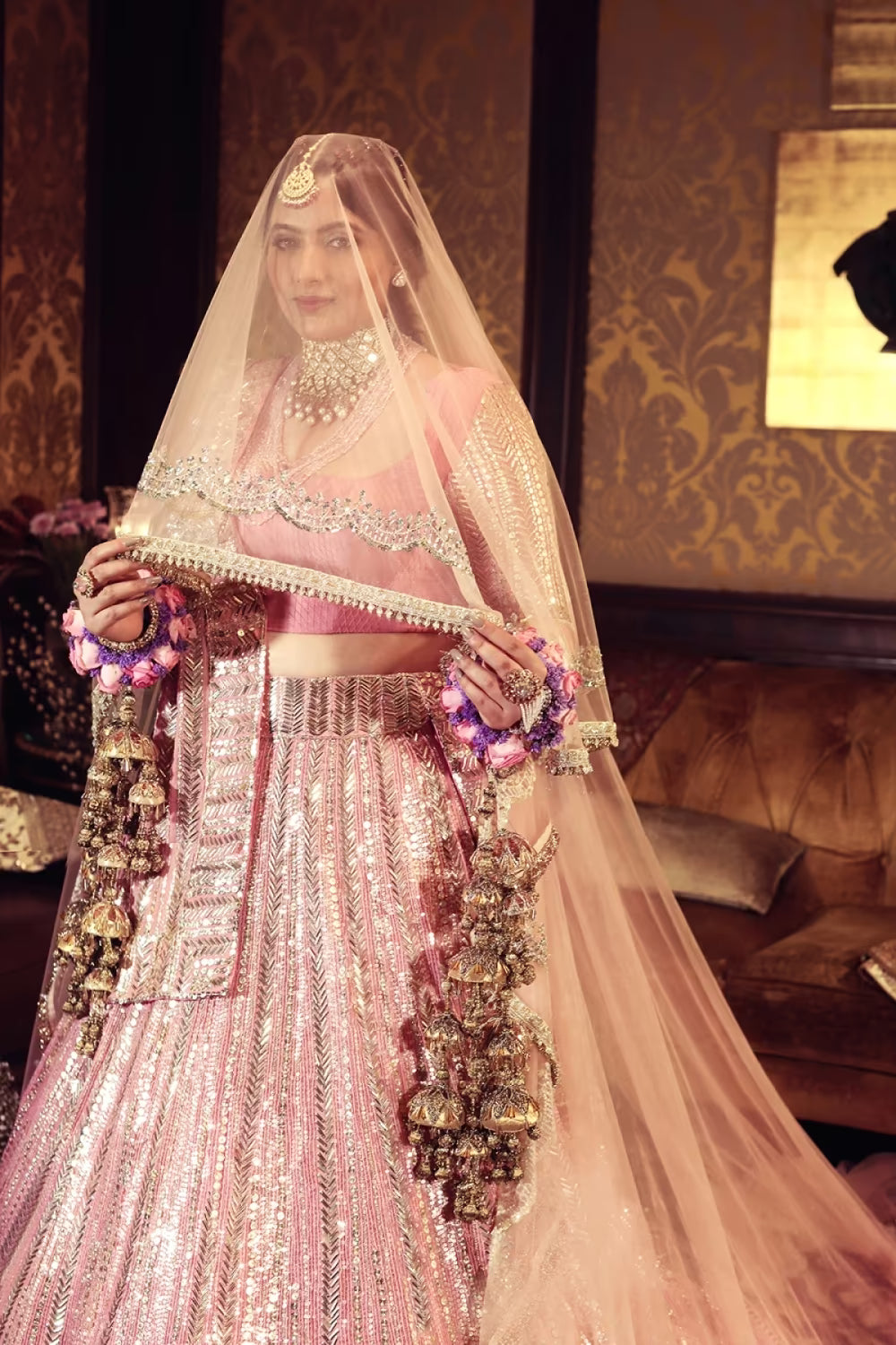 Baby Pink Taban Embroidered Lehenga Set