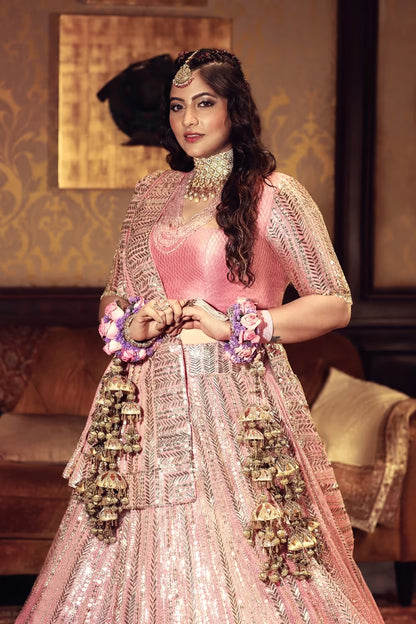 Baby Pink Taban Embroidered Lehenga Set