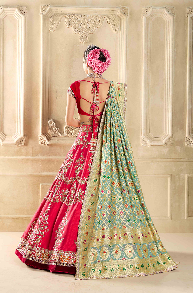 Crimson Red Embroidered Lehenga Set