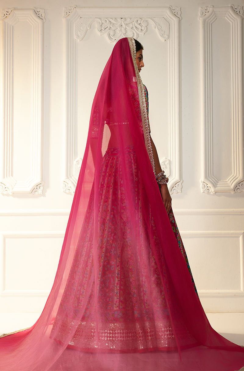 Multicolor Kashmiri Patched Lehenga Set