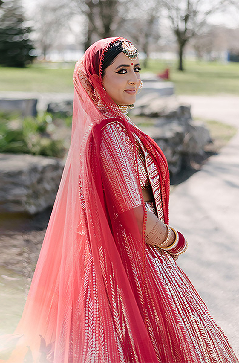 Bride: Nav Brar in Red Taban Bridal Lehenga