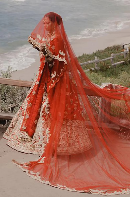 Bride: Sridevi Sheth in our Scarlet Red Nooraniyat Lehenga Set