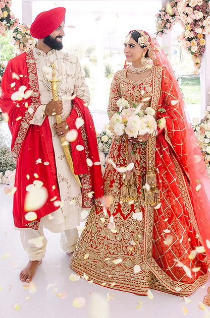 Bride: Saneet Johal in our Scarlet Red Dori Lehenga