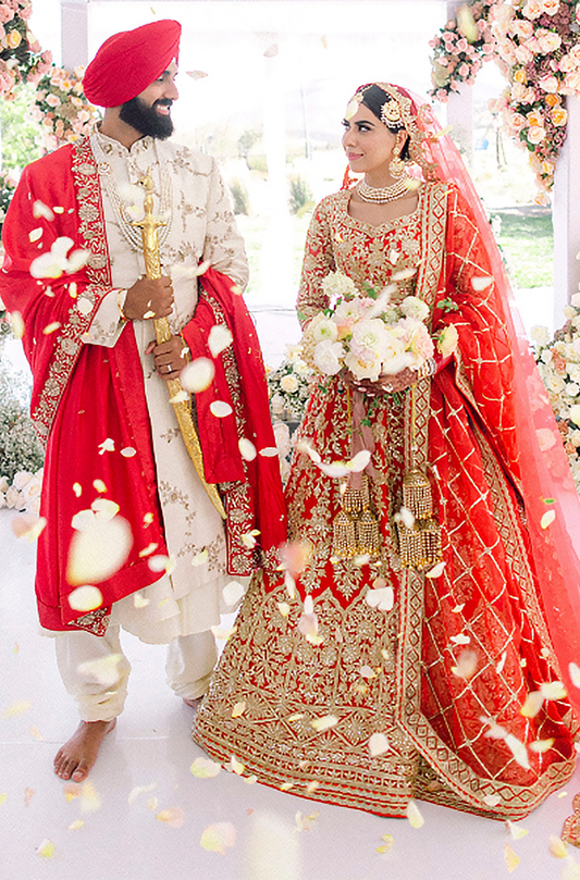 Bride: Saneet Johal in our Scarlet Red Dori Lehenga