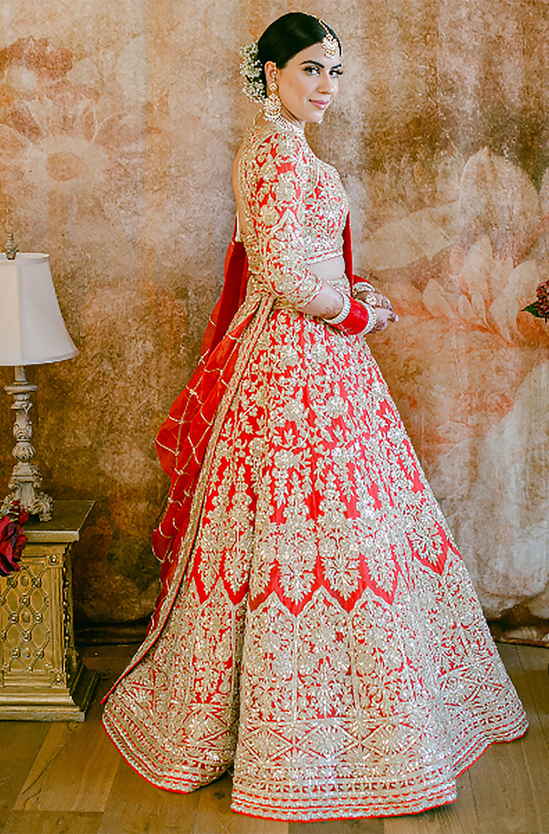 Bride: Saneet Johal in our Scarlet Red Dori Lehenga