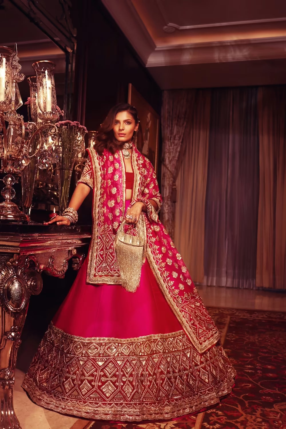 Cerise Pink Lehenga Set