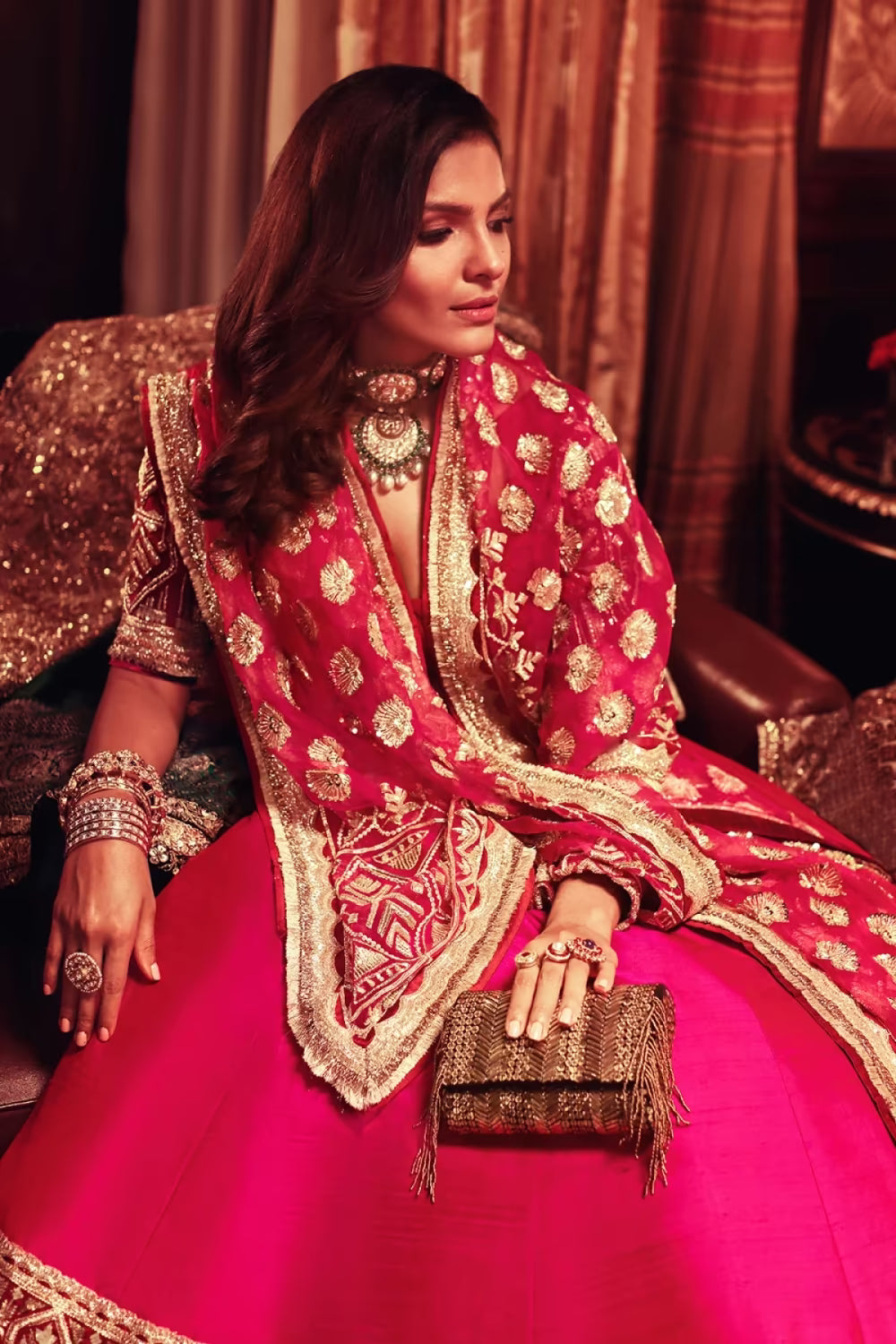 Cerise Pink Lehenga Set