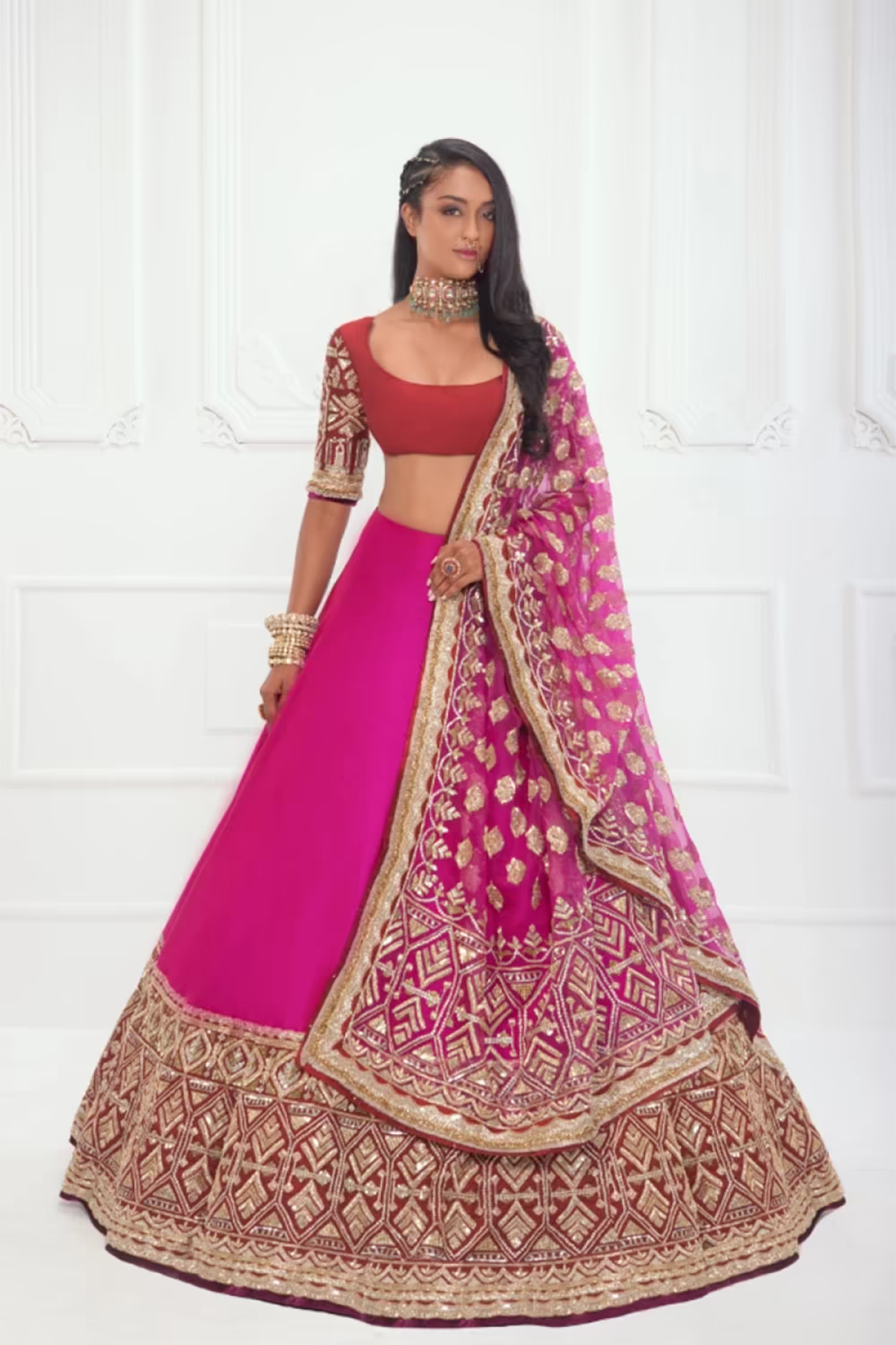 Cerise Pink Lehenga Set