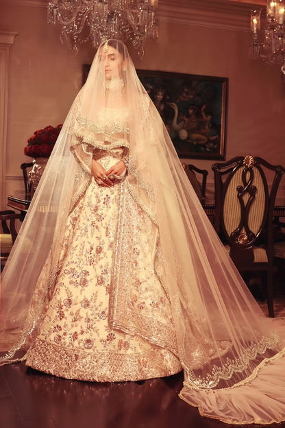 Ivory Rose Gold Embroidered Lehenga Set