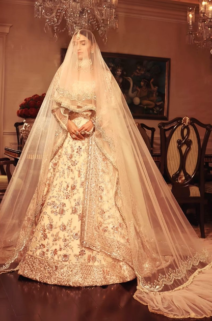 Ivory Rose Gold Embroidered Lehenga Set