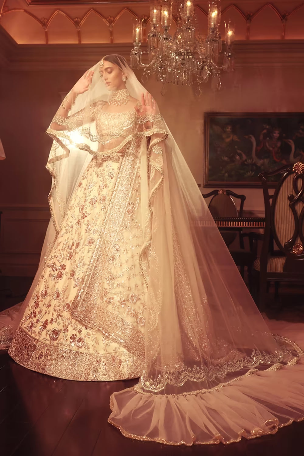 Ivory Rose Gold Embroidered Lehenga Set