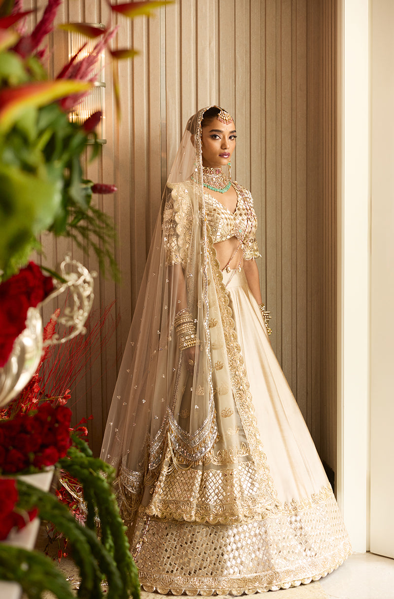 Oyster Lotus Embroidered Lehenga Set