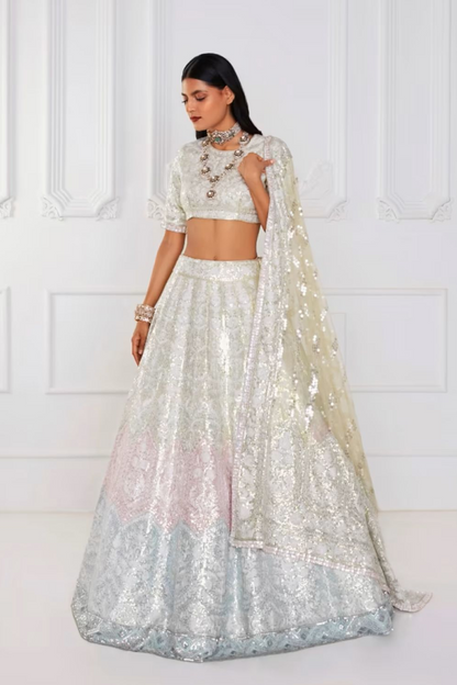 Three Tone Kashmiri Lehenga Set