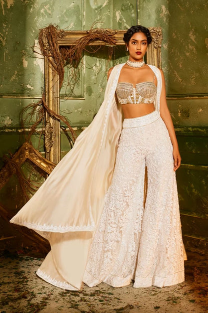 Ivory Mijwan Embroidered Sharara Set