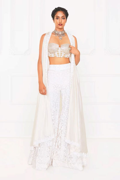 Ivory Mijwan Embroidered Sharara Set