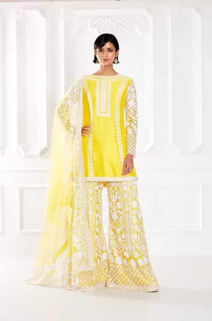 Yellow Kashmiri Embroidered Kurta Set