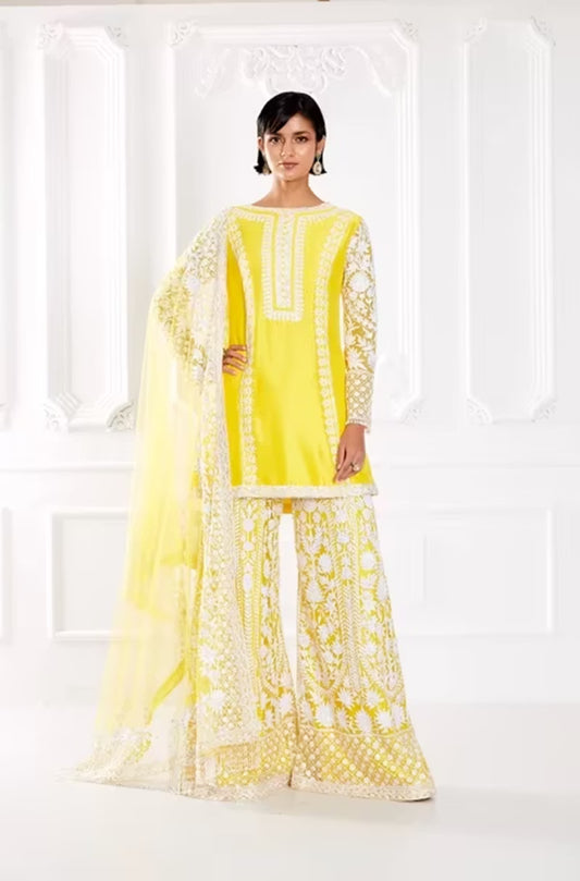 Yellow Kashmiri Embroidered Kurta Set