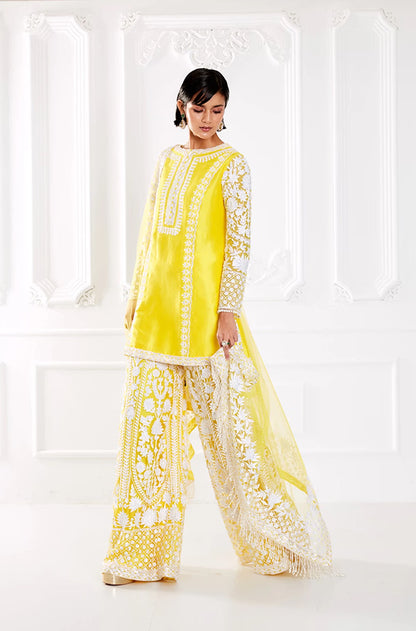 Yellow Kashmiri Embroidered Kurta Set