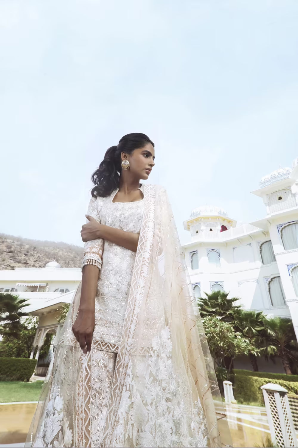 Peach Kashmiri Embroidered Sharara Set