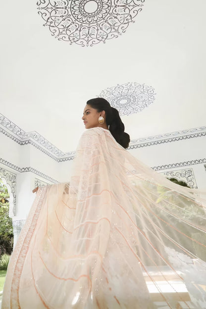 Peach Kashmiri Embroidered Sharara Set