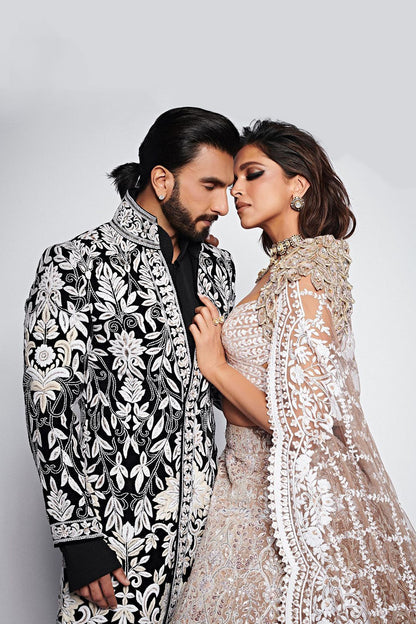 Ranveer Singh in our Black Thread Embroidered Sherwani Set