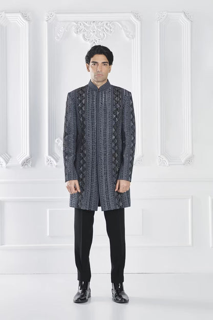 Black Embroidered Sherwani Set