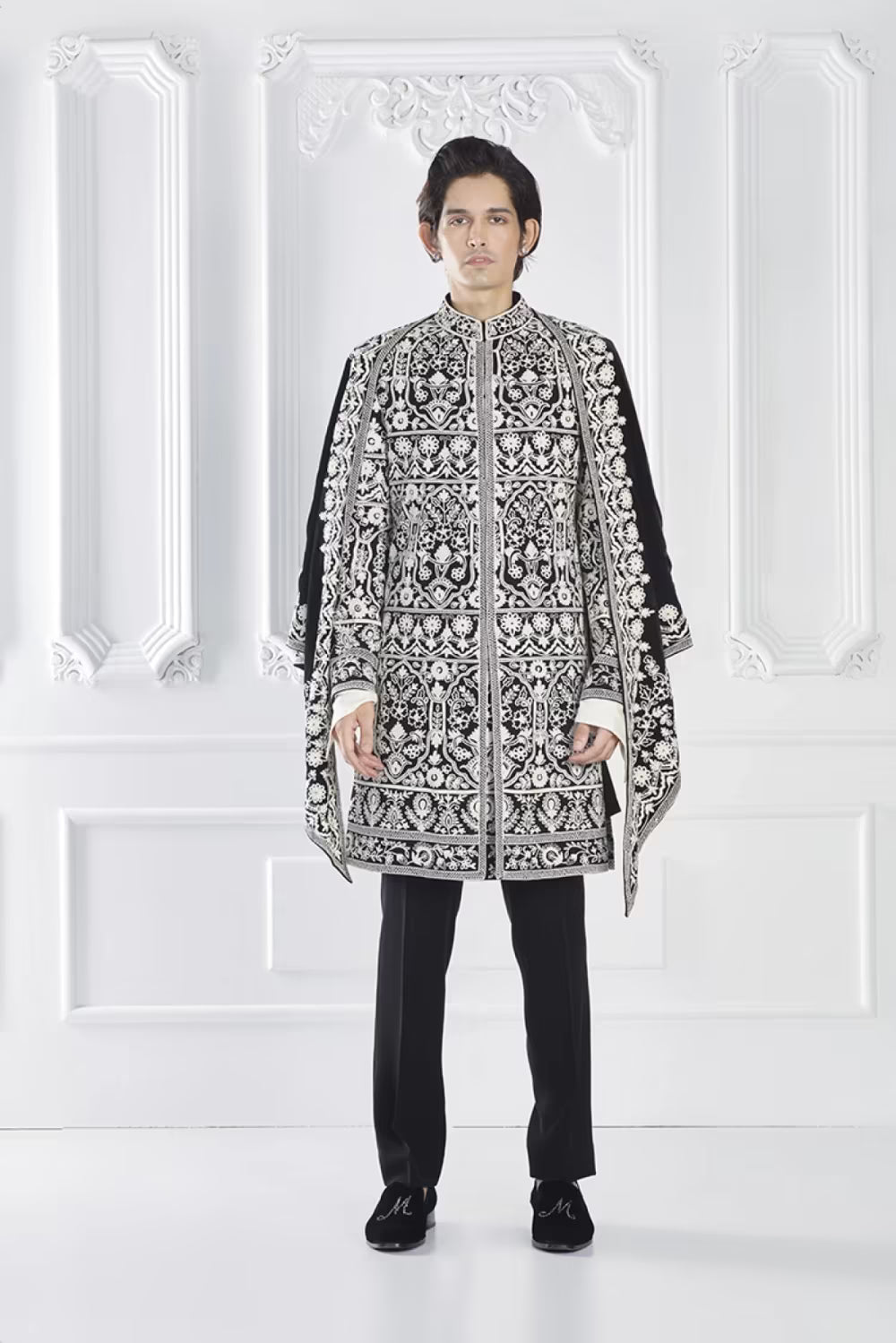 Black Dori Embroidered Sherwani Set