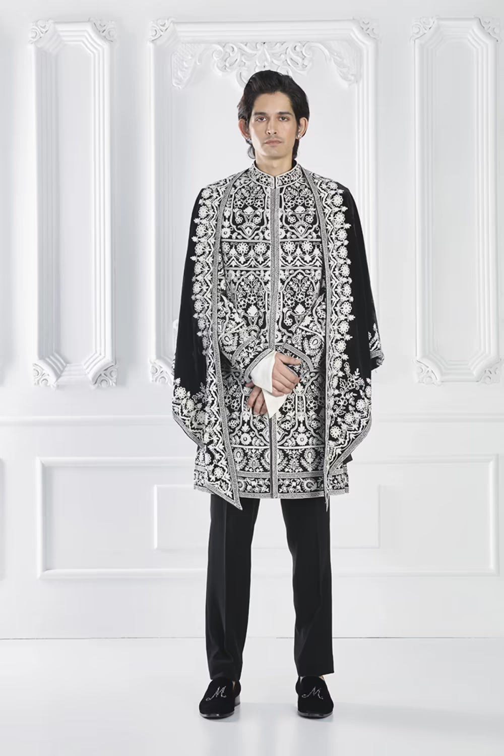 Black Dori Embroidered Sherwani Set
