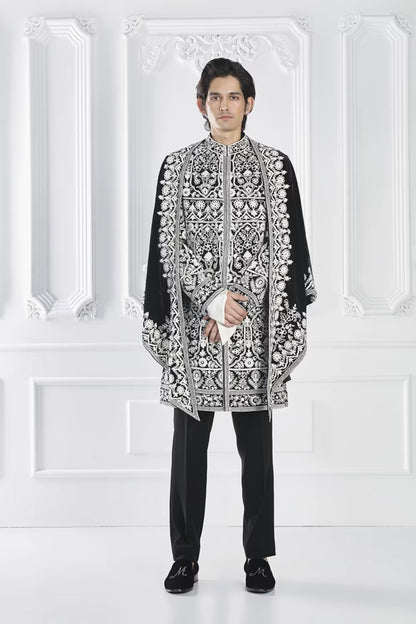 Black Dori Embroidered Sherwani Set