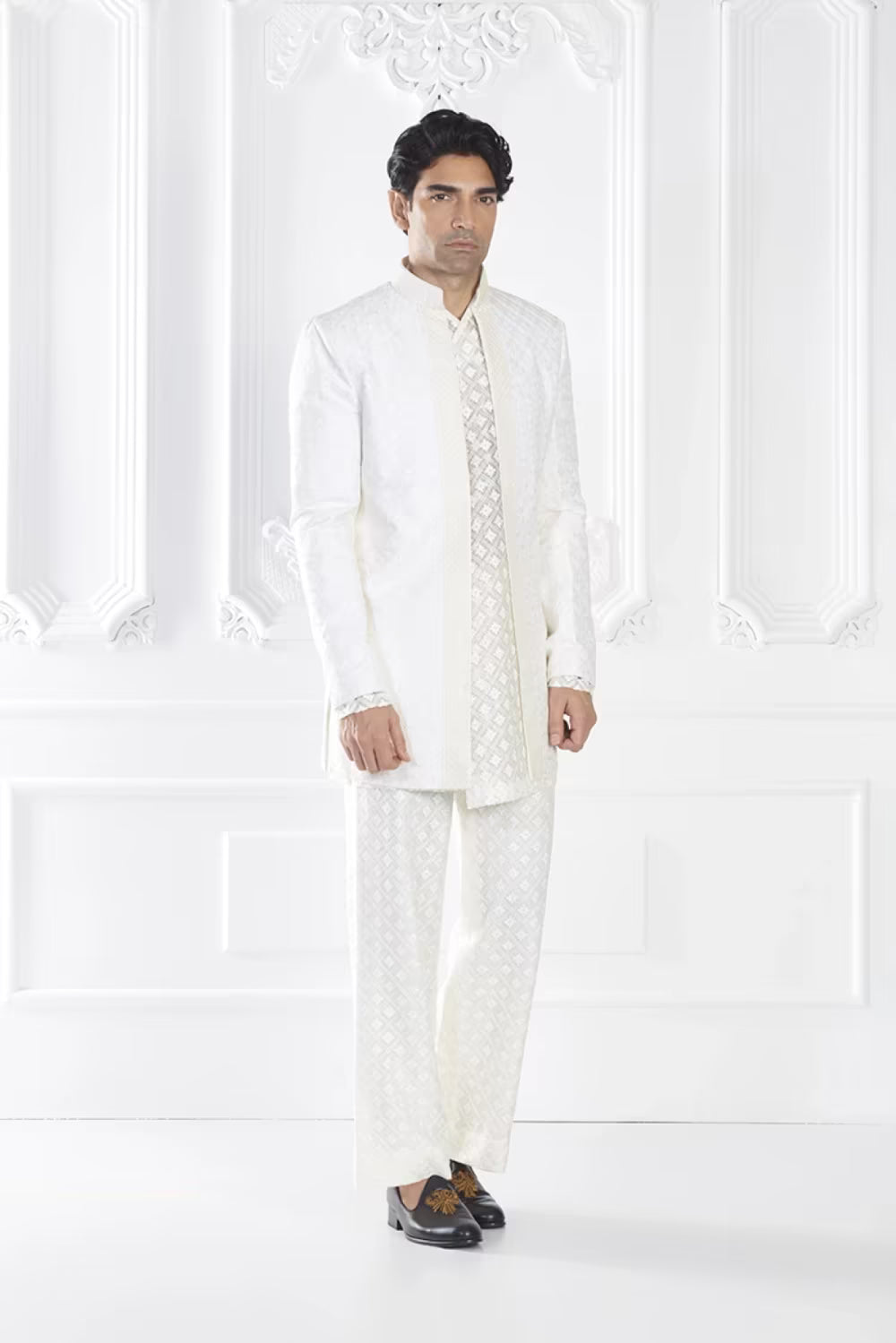 Ivory Embroidered Sherwani Set