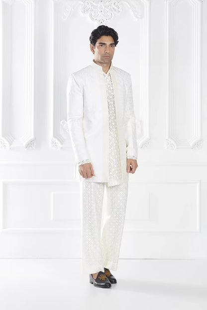 Ivory Embroidered Sherwani Set