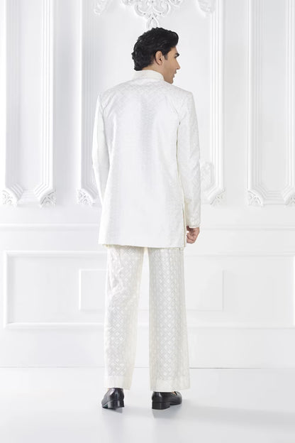 Ivory Embroidered Sherwani Set