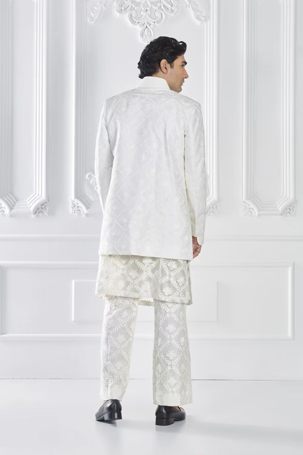 Ivory Embroidered Sherwani Set