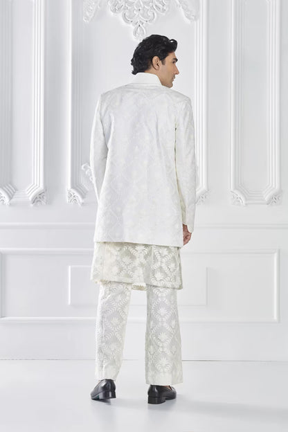 Ivory Embroidered Sherwani Set