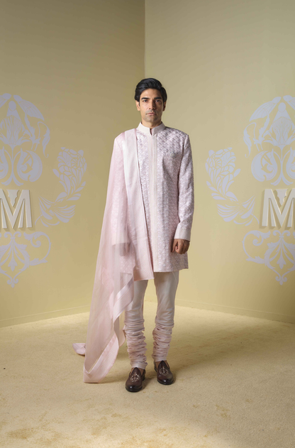 Powder Pink Kashmiri Sherwani Set