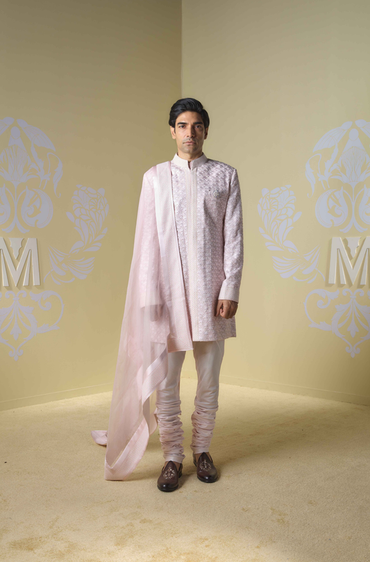 Powder Pink Kashmiri Sherwani Set