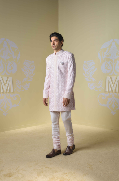 Powder Pink Kashmiri Sherwani Set