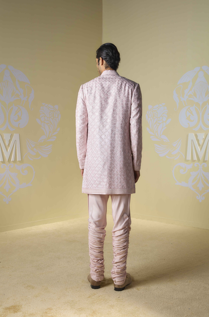 Old Rose Kashmiri Embroidered Sherwani Set