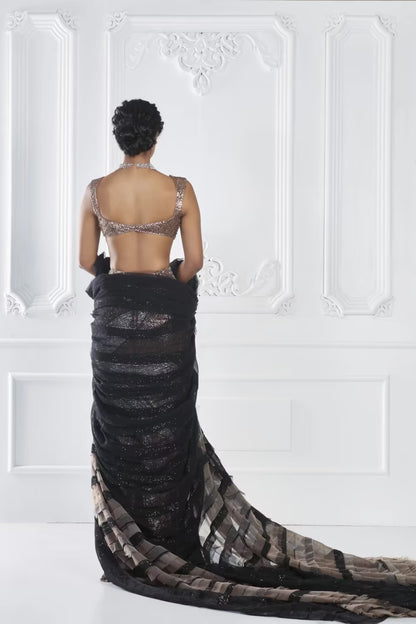 Brown Silver Sequin Skirt Set