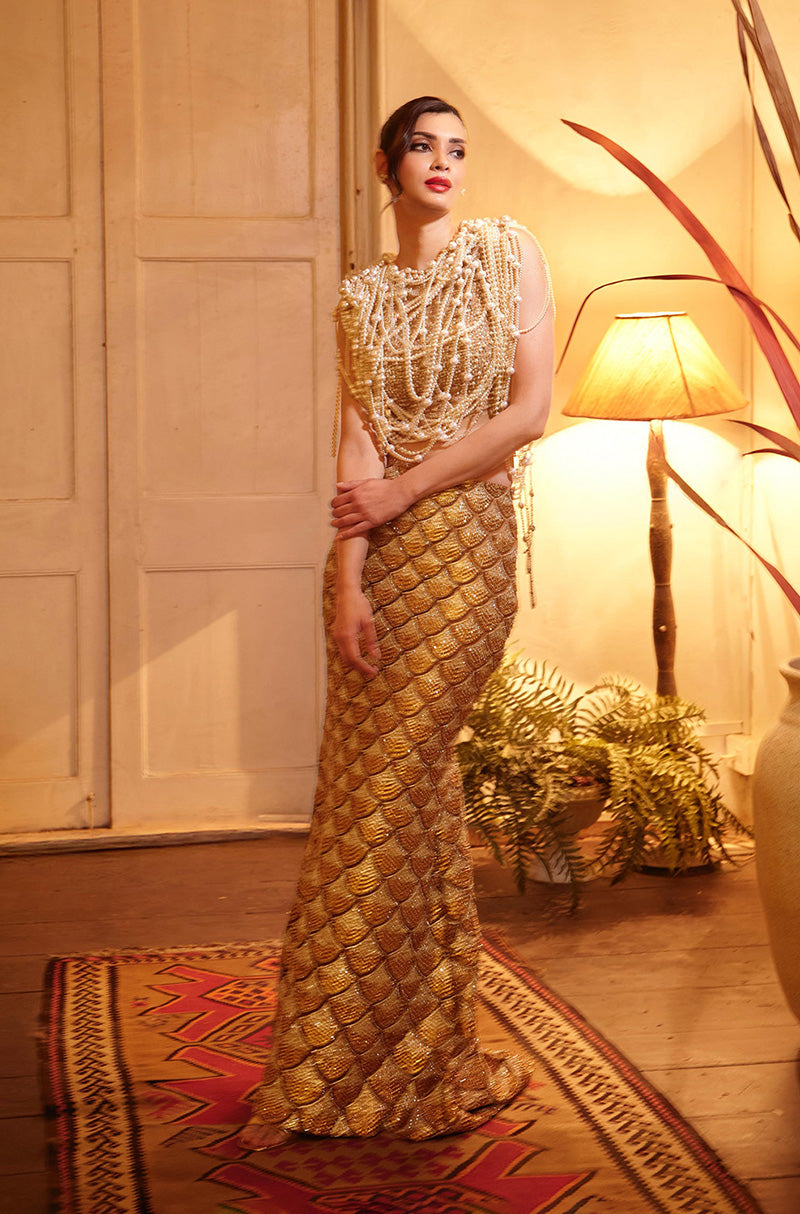 Diana Penty in our Gold & Silver Stone Encrusted Skirt Set