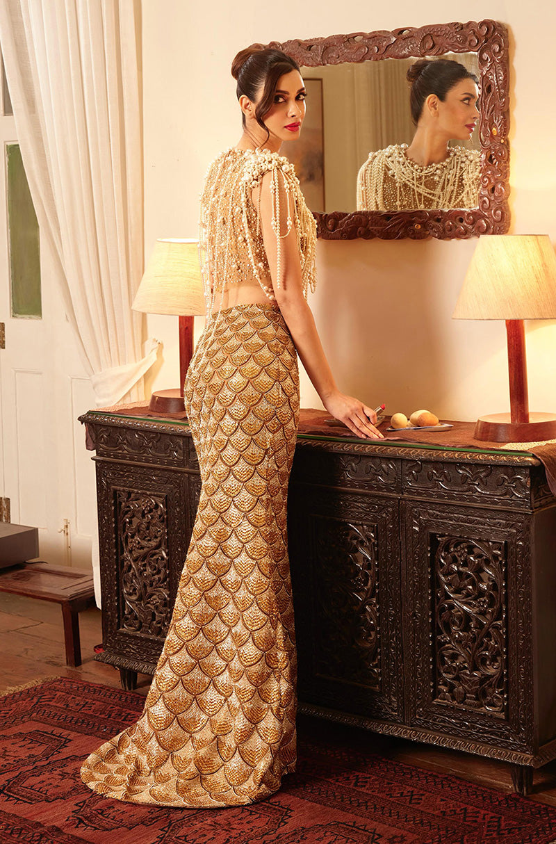 Diana Penty in our Gold & Silver Stone Encrusted Skirt Set