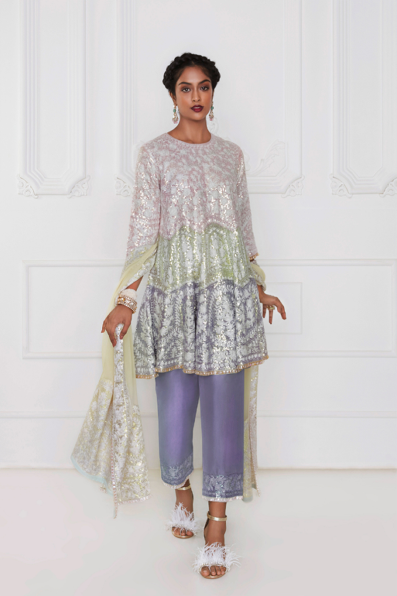 Classic Kashmiri Three - Toned Kurta Set