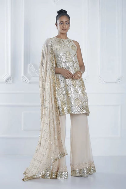 Gold Chevron Short Kurta Set