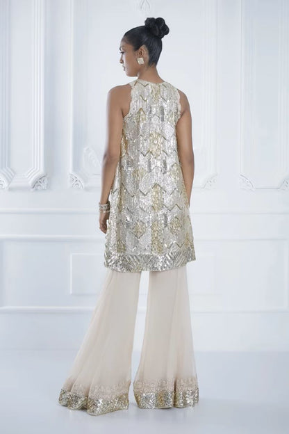 Gold Chevron Short Kurta Set